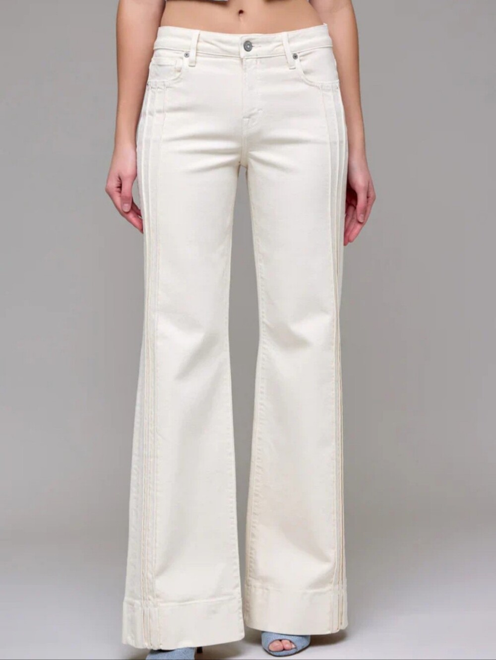 Hidden Los Angeles Happi Wide Leg Ecru Pintuck Jeans NWT *ALTERED* PLEASE READ